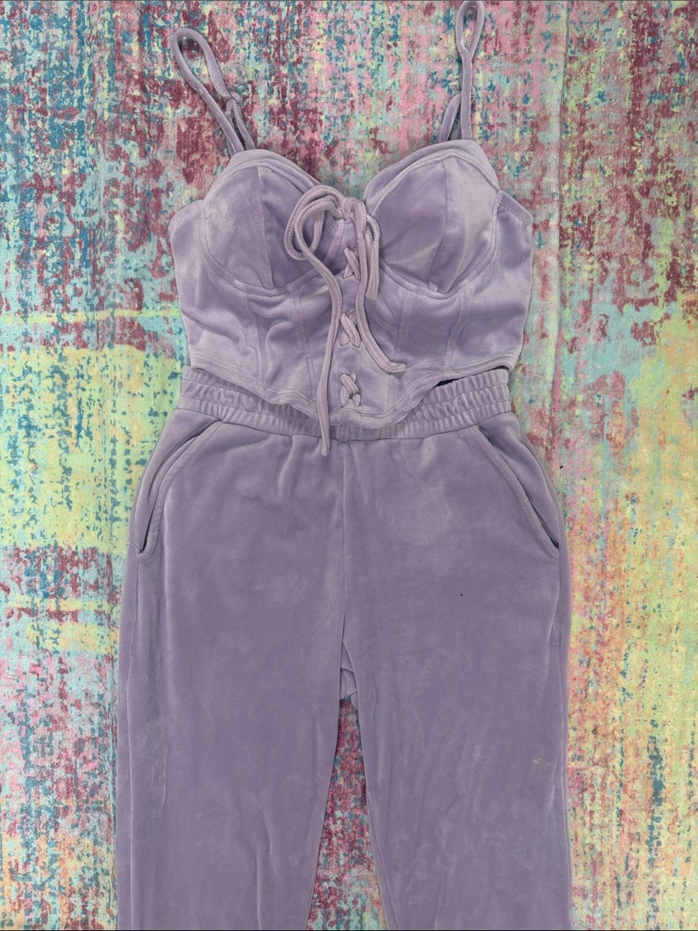 iris Lilac Velvet Bustier Jumpsuit